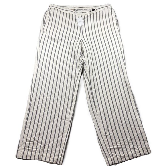 J Jill Lined Linen Blend Pants Cream Striped NWT Lagenlook Coastal Size 18 F103 - Picture 1 of 11